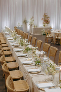 San Francisco wedding planner coordinating outdoor ceremony details Full service wedding planning and design for a Bay Area winery wedding Wedding planner styling reception tables at a California vineyard venue Yiventful Co. weddings and Events | Blanco Urban Venue